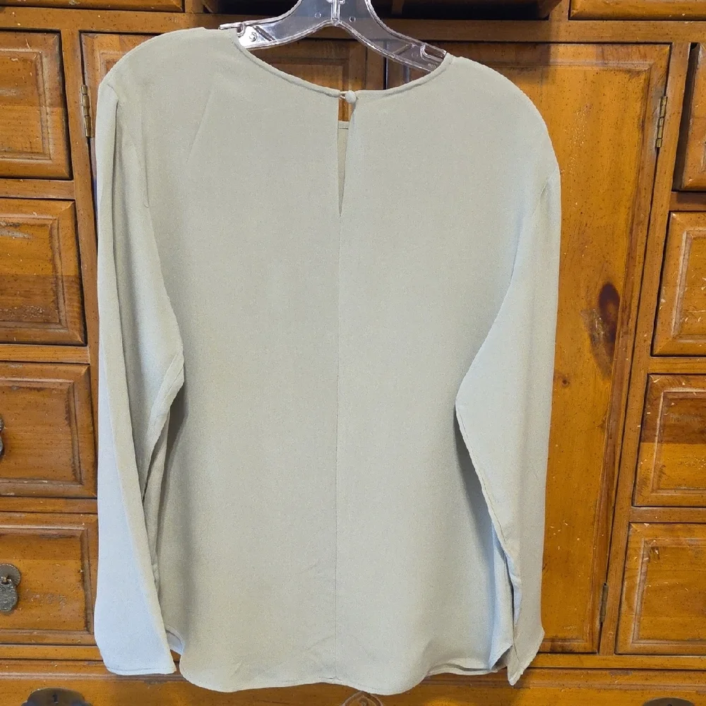Ann Taylor Green Long Sleeve Relaxed Blouse - Picture 3 of 3